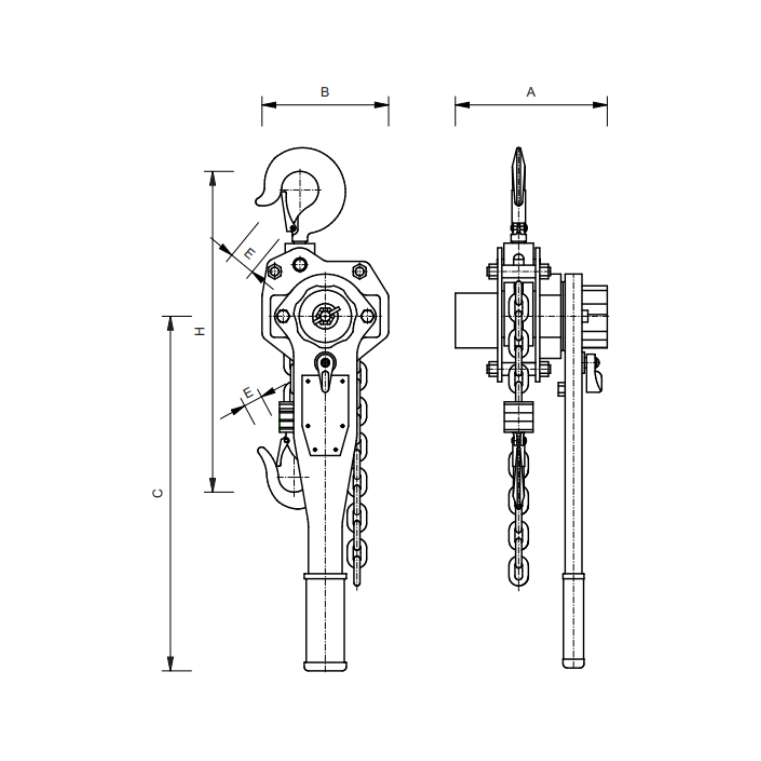 Ratschenzug Kettenzug Technische Zeichnung 